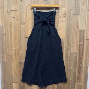 Bishop + Young Black Strapless Elva Tie Front Jumpsuit Size XS